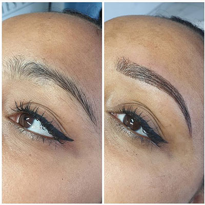 Microblading effet poil à poil avant après