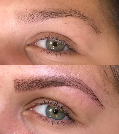 Microblading avant arpès sourcIls 49